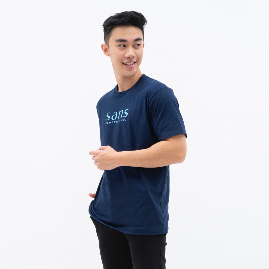 SANVANINA Kaos T-Shirt Basic Logo Navy Biru Muda | D-06 Sans Tee Navy Sky Blue