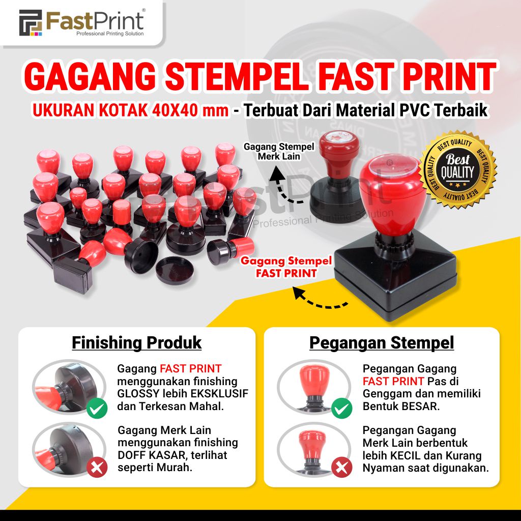 Gagang Stempel Flash Warna Ukuran Kotak 4040 40x40mm