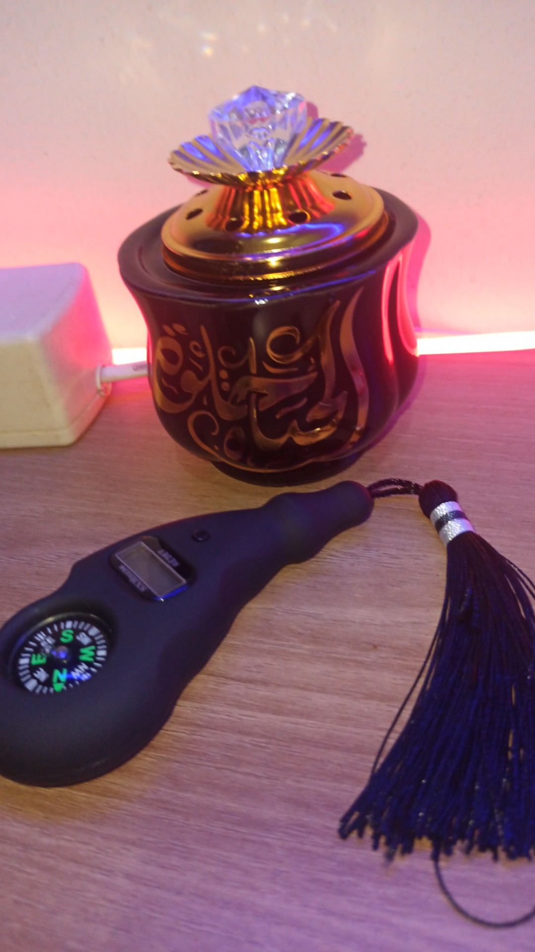 Tempat Bakar Dupa Mabkharah Keramik Arab Kaligrafi Model Tabung 8x10cm