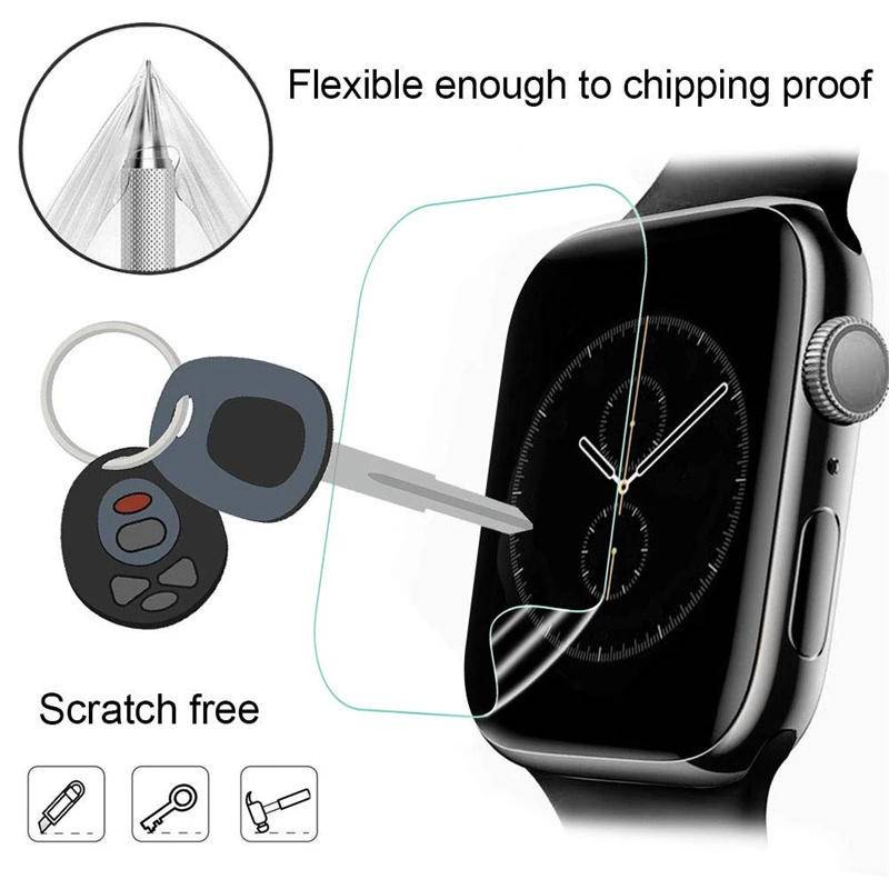 Film Pelindung Layar Hydrogel Lembut Untuk Apple Watch 7 6 Se 5 45mm 44mm 40mm Bukan Kaca Iwatch 4 3 2 1 42mm 41mm 38mm