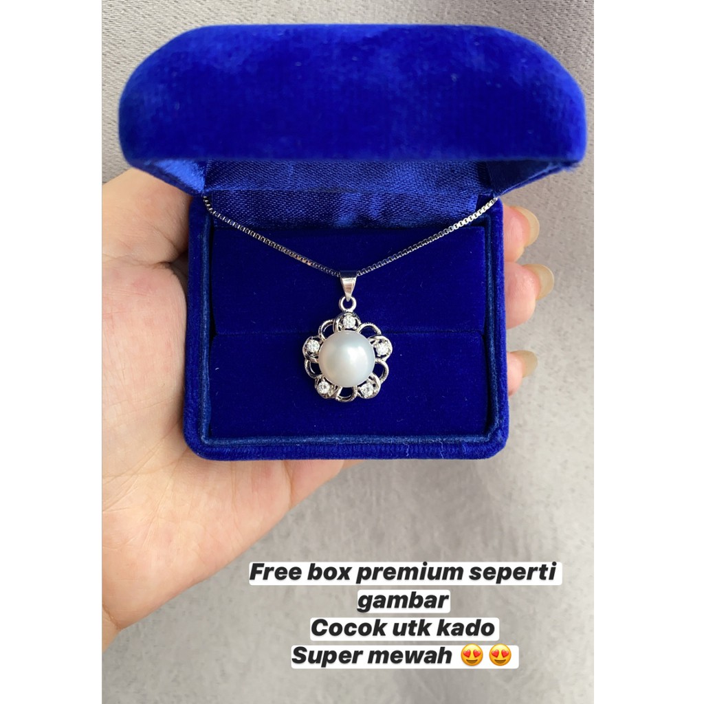 Kalung Perak Lapis Emas Putih Korea Wanita Mutiara Air Tawar ASLI - N021