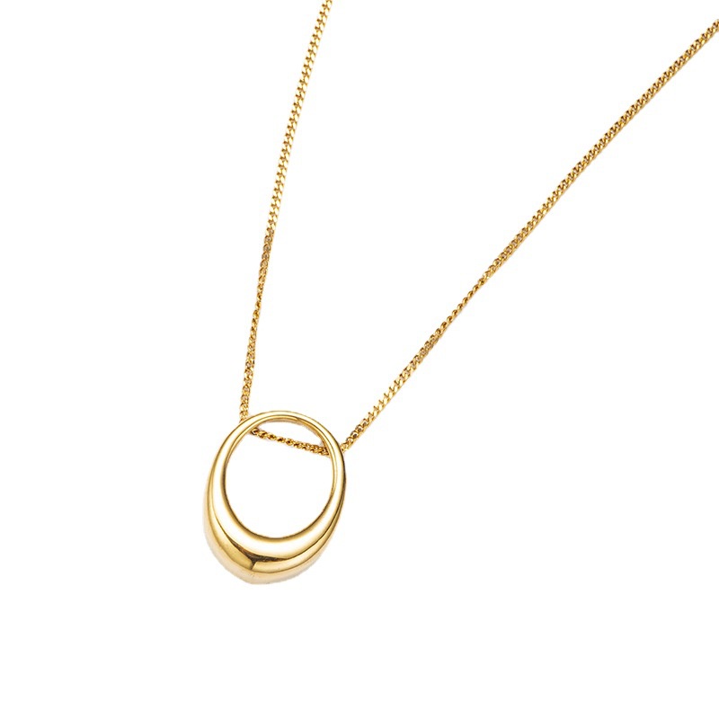 Oval Liontin Kalung tidak teratur titanium steel elegan bermutu tinggi kalung 14K stainless steel pe