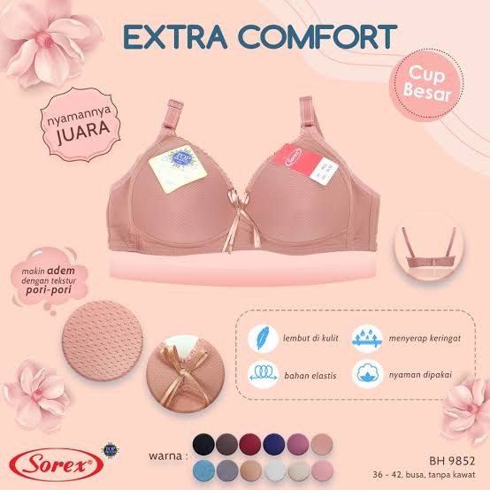 Sorex Bra Tanpa Kawat Cup Sedang Extra Comfort 9852
