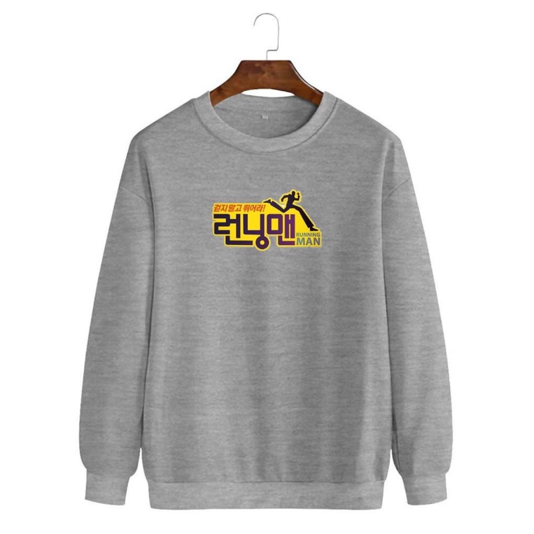 Noveli wear - Kaos sweater Running man tulisan korea sweatshirt roughneck | sweater crewneck basic unisex distro bahan berkualitas sablon digital