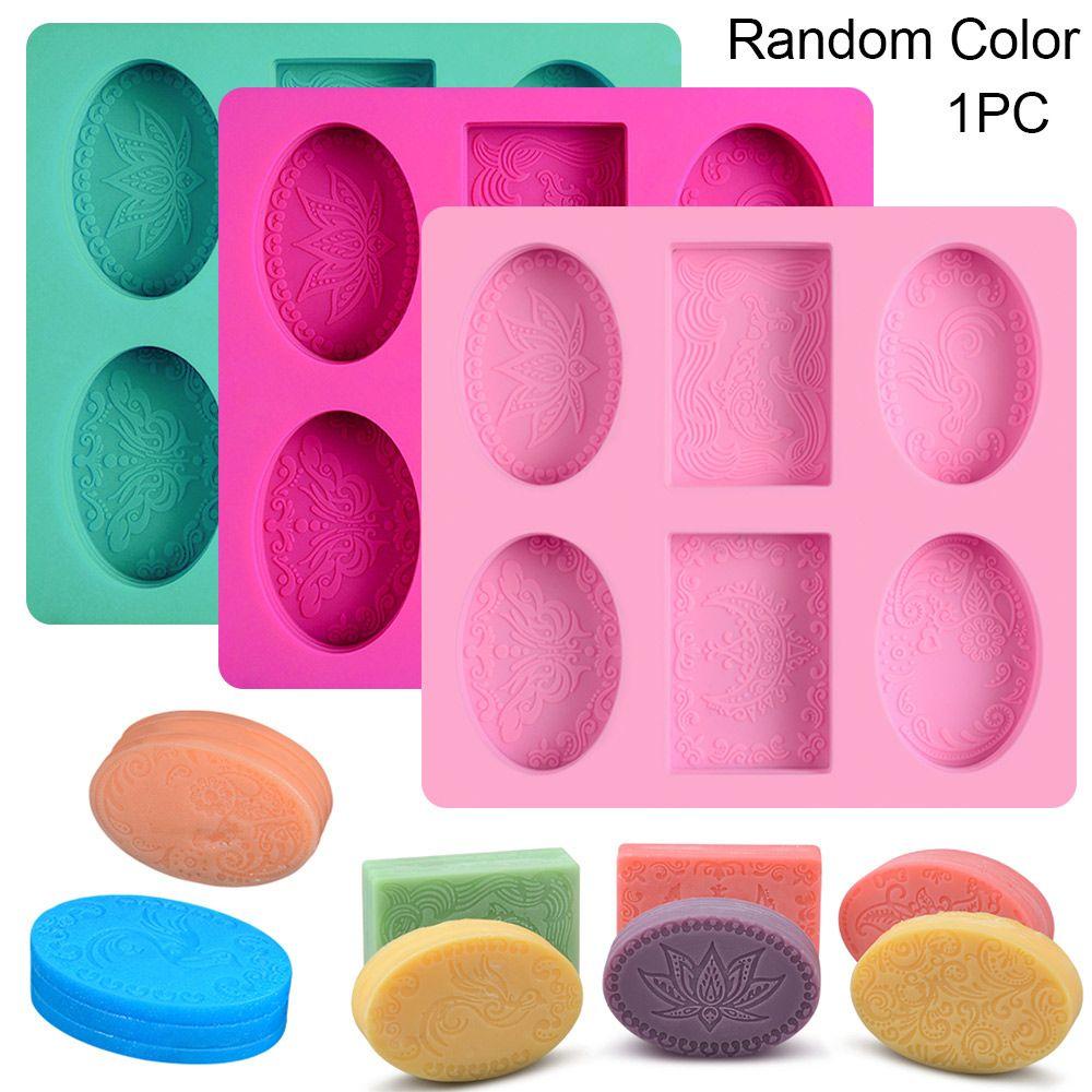 Solighter Cetakan Sabun Silikon 3D Multi Fungsi Persegi Panjang Oval DIY Craft Handmade Soaps Supplies