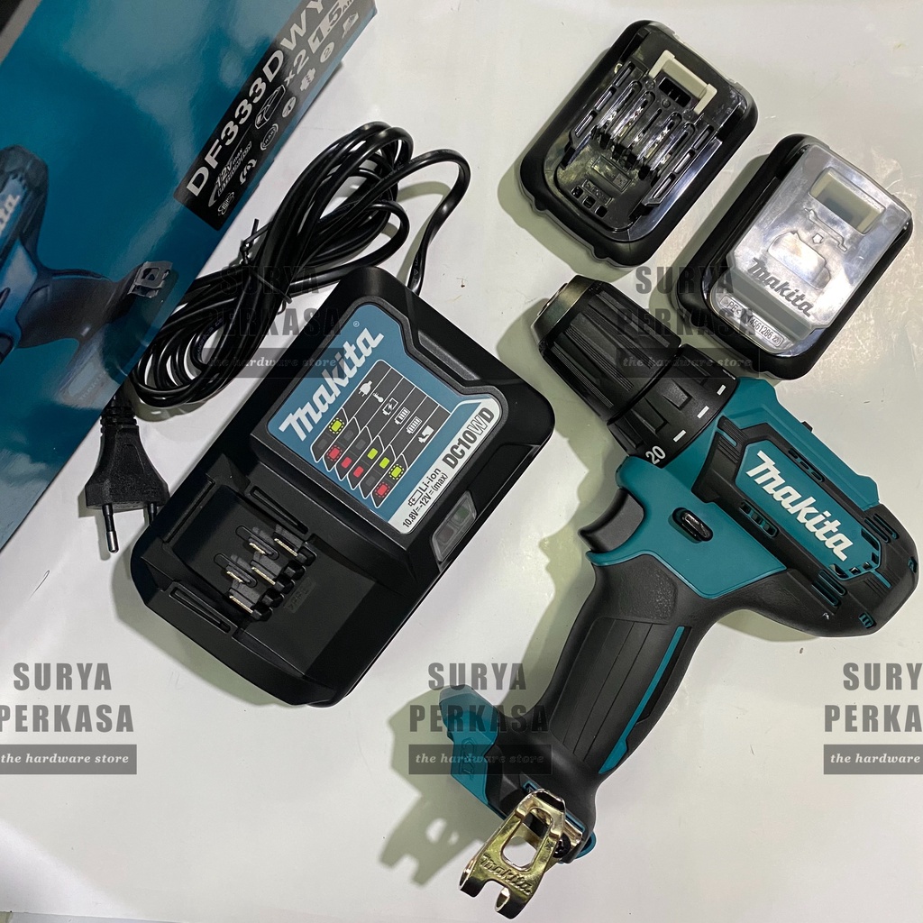 DF333DWYE MESIN BOR CORDLESS / BATERAI / BATTERY / CHARGE CORDLESS / BOR KAYU / BOR PORTABLE / BOR CORDLESS KAYU BESI / BOR CAS MAKITA 12V DF 333 DWYE / DF333 DWYE / DF333DWYE