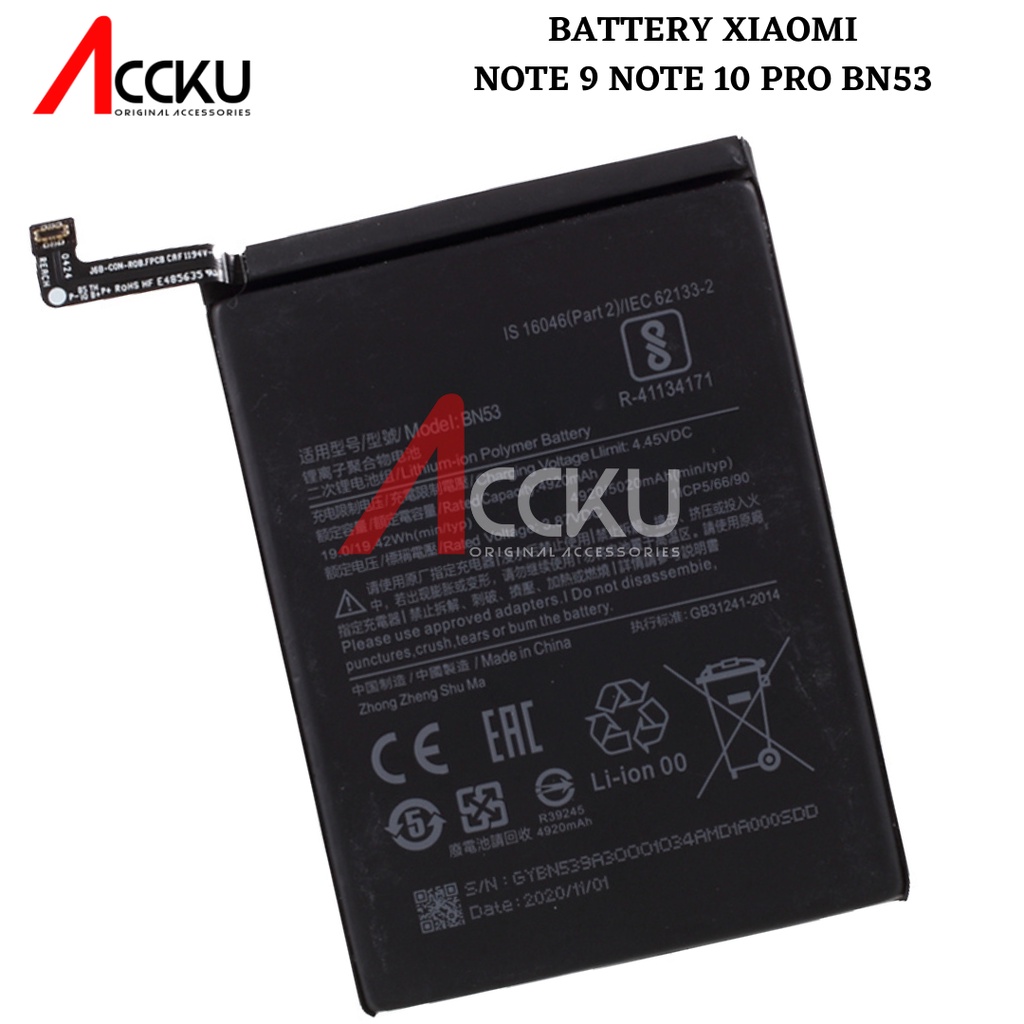 BATERAI XIAOMI MI NOTE 9 BATERAI XIAOMI BN53 BATERAI XIAOMI NOTE9 BATTERY XIAOMI NOTE10 PRO ORIGINAL