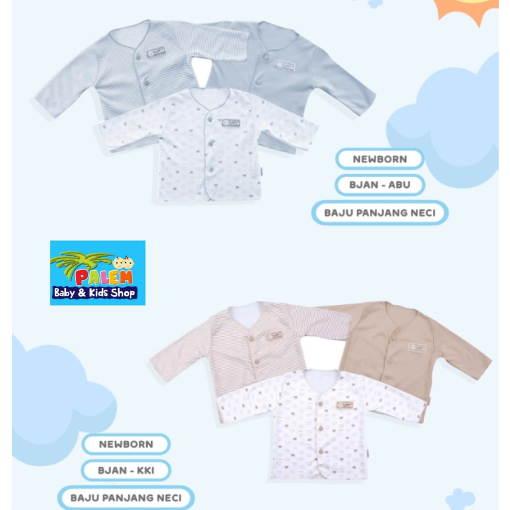 fluffy baju lengan panjang kancing depan (newborn,s,m,l)