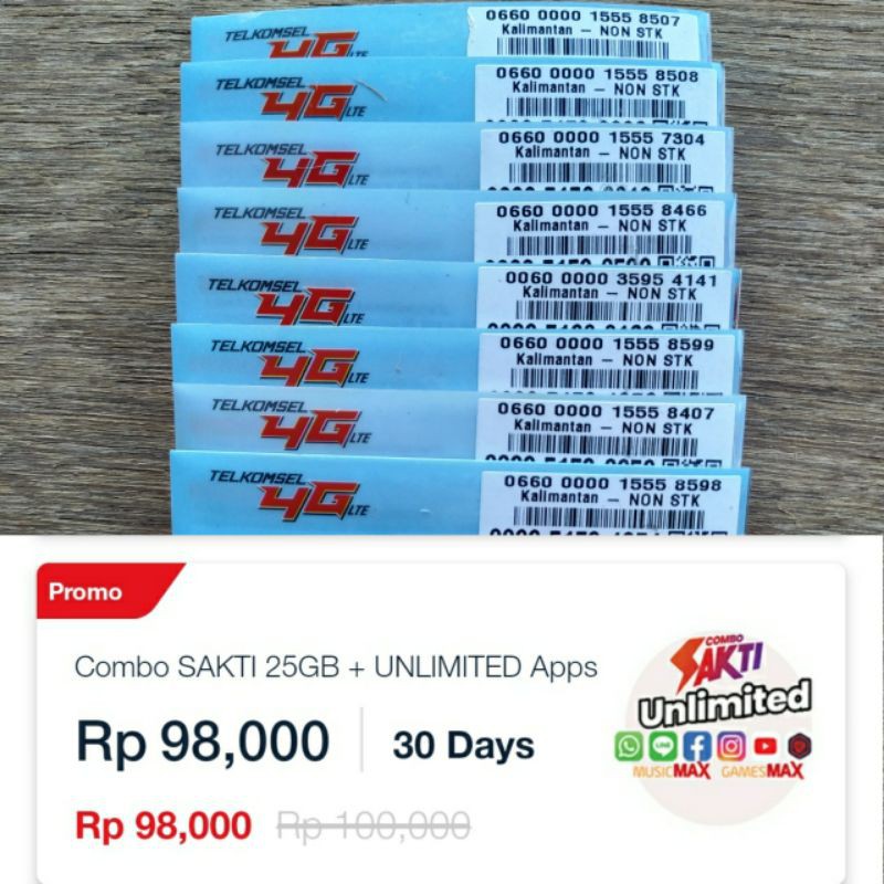 Kartu perdana combo sakti Telkomsel unlimited, Dijamin 100rb perbulan sepuasnya