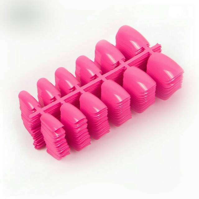 Kuku Palsu Fake Nails 12pcs Short Round Warna Pink