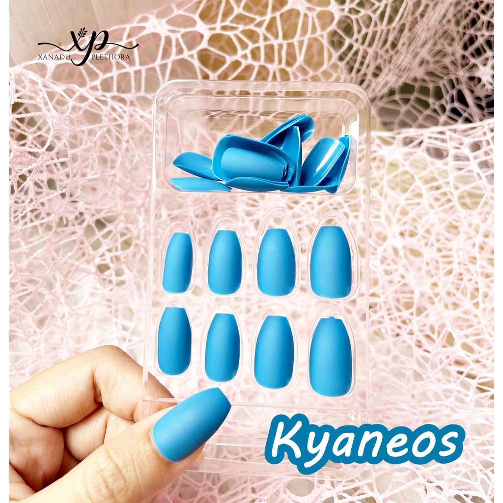 KYANEOS COFFIN FAKE NAIL MATTE 24 Pcs Kuku Palsu Dan Lem Fake Nail Art 3d Kuku Palsu Tahan Air 24 Pcs Kotak