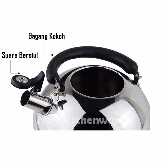 Teko Siul Stainless Steel Bunyi Ceret Seduh Teh Ketel Kettle Pemanas Rebus Air 3 4 5 Liter Warna