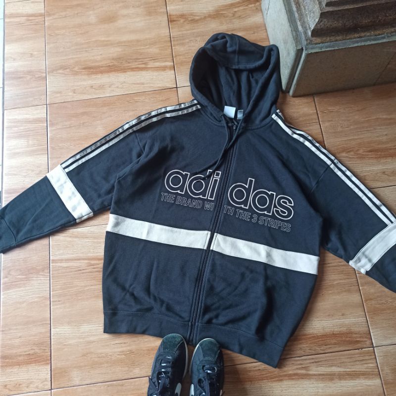 Hoodie Zipper Adidas Big Logo