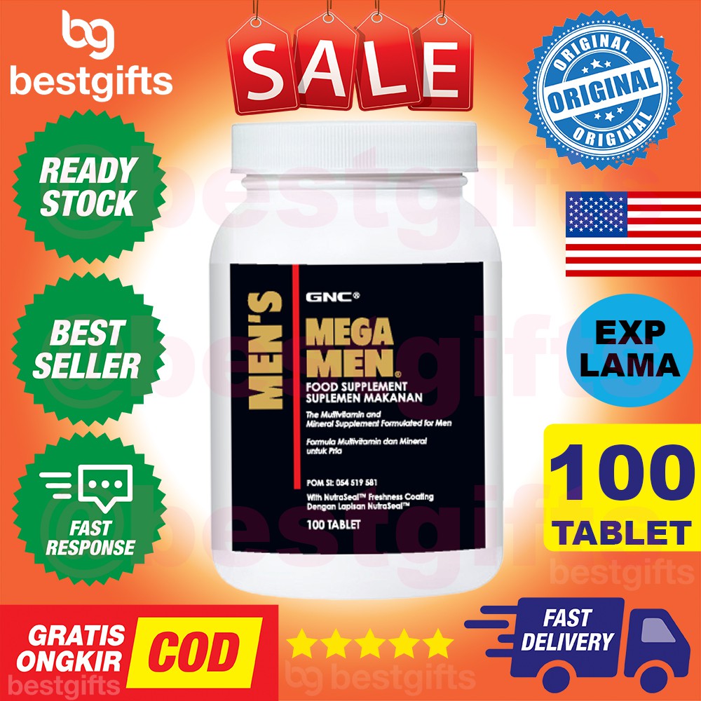 GNC MEN'S MEGA MEN FOOD SUPPLEMENT MULTIVITAMIN MULTI VITAMIN FOR MEN VITAMINS LAKI PRIA 100 TABLET