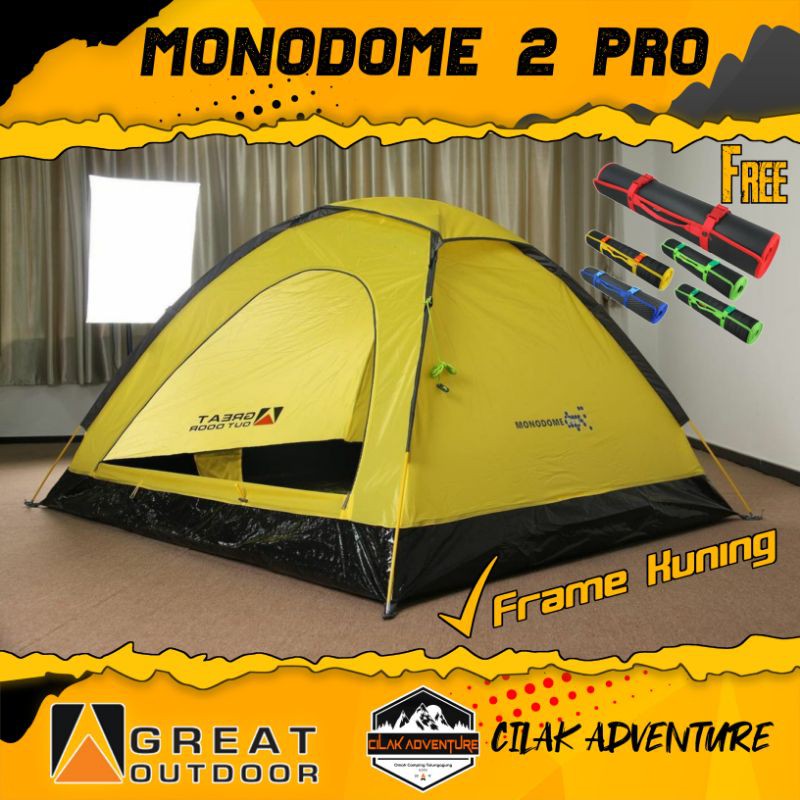 TENDA CAMPING GREAT OUTDOOR MONODOME 2 PRO || NEW Frame terbaru warna kuning