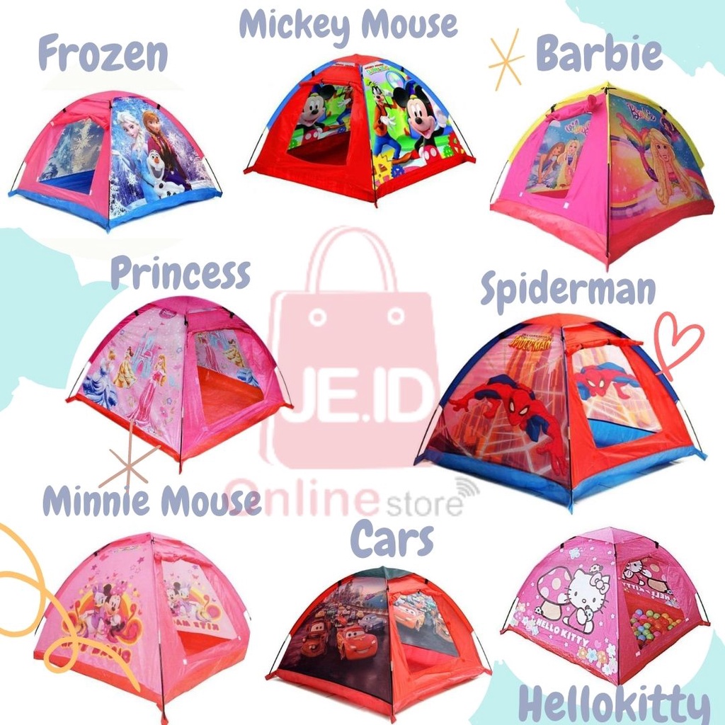 Tenda Camping Anak Karakter Lucu Carton Mainan Rumah Rumahan Mudah Di Bongkar Pasang / Tenda Dome Anak / Tenda Anak Frozen / Tenda Anak Cars / Tenda Anak Spiderman / Tenda Anak Princess / Tenda Anak Mickey Mouse / Tenda Anak Barbie / Tenda Anak Hellokitty