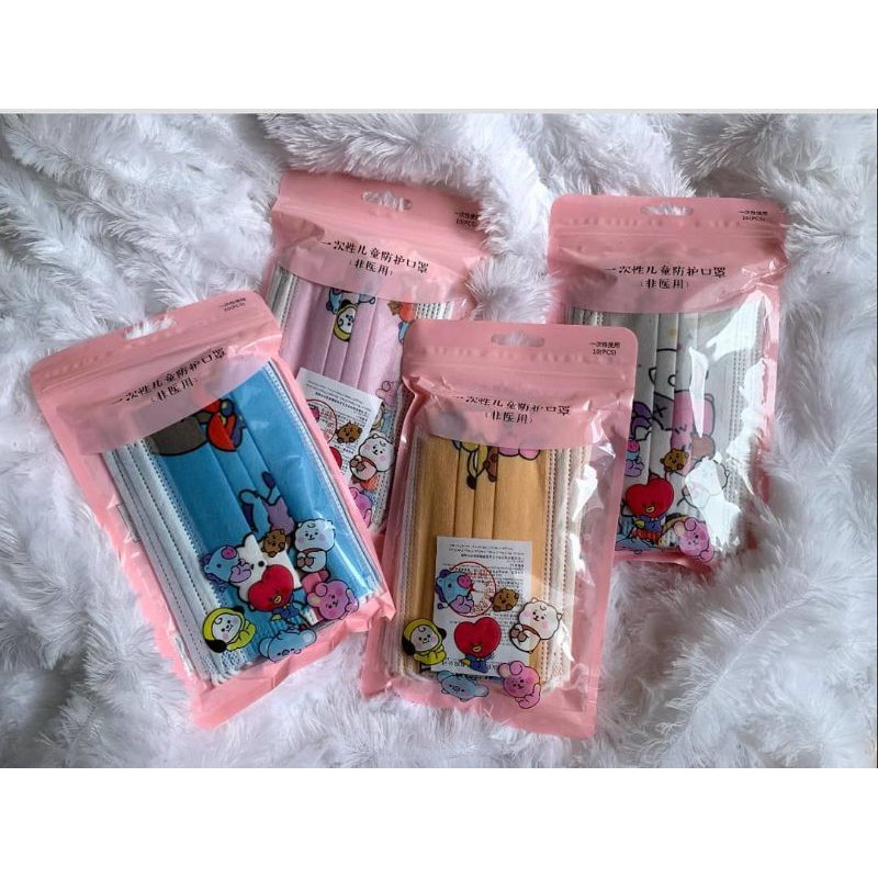 [BISA COD] Masker sekali pakai motif BT21