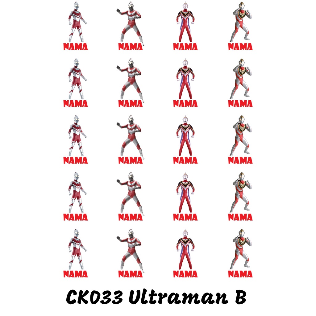 

Sticker Nama Cutting Label Waterproof Tahan Air Ultraman B (CK033)
