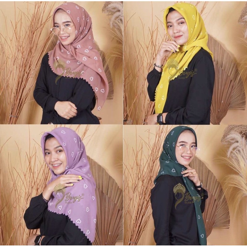 HIJAB JILBAB SEGIEMPAT MOTIF LOVE BESAR BUGIS HIJAB