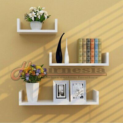 PAPAN Rak Kayu Dinding Minimalis Model U Rak Bunga Unik Hiasan Ruang Tamu | Rak TEMPAT Buku