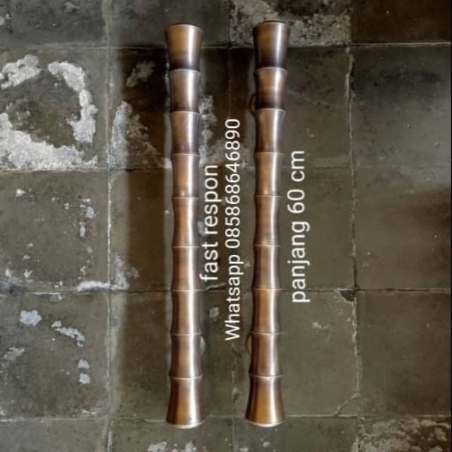 Handle pintu murah / handle pintu kuningan motif pring bambu kuning 60 cm