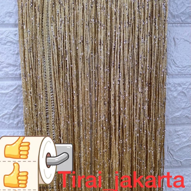 Tirai benang gliter 3x1m/tirai benang putih gold silver/ tirai dekorasi/ tirai pintu/ tirai jendela