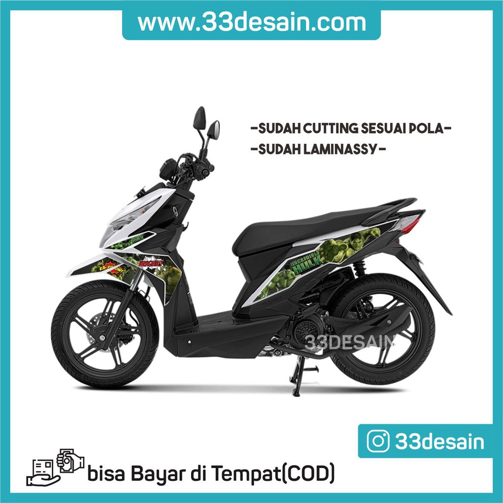 Aksesoris Stiker Motor Sticker Striping Motor Beat 2016 2019 Hulk 03 33Desain Shopee Indonesia