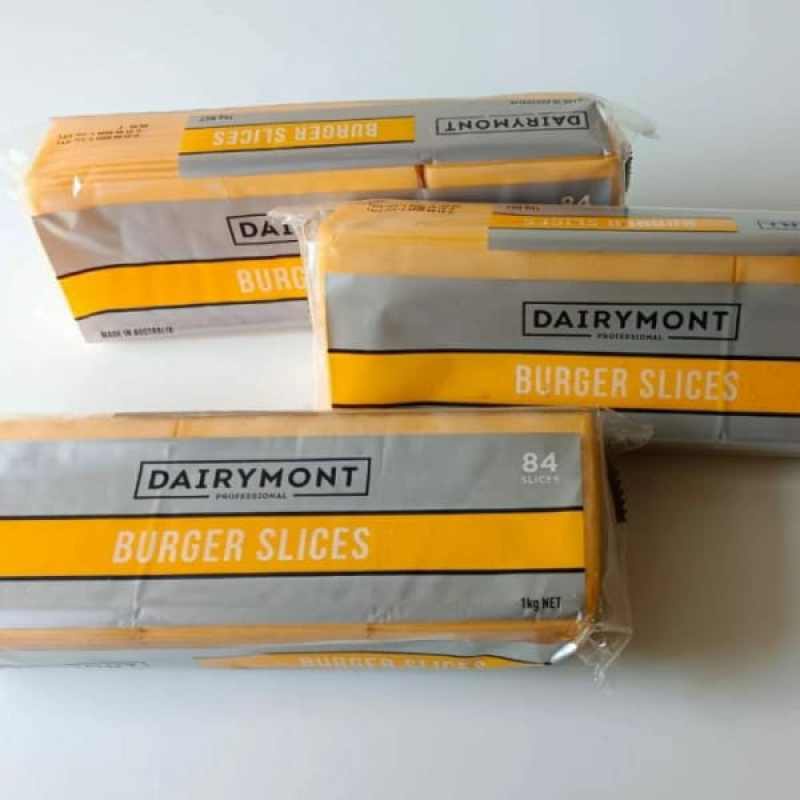 DAIRYMONT BURGER SLICES CHEESE RED CHEDDAR 1KG (84 SLICES)