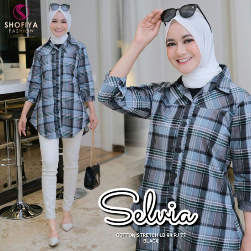 Selvia Tunik // Baju Atasan Wanita dengan Motif Kotak - Kotak