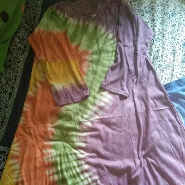 Pilih Warna Nirmala Gamis Kaos Pelangi Tiedye Batik Payung Jumbo Syari Termurah