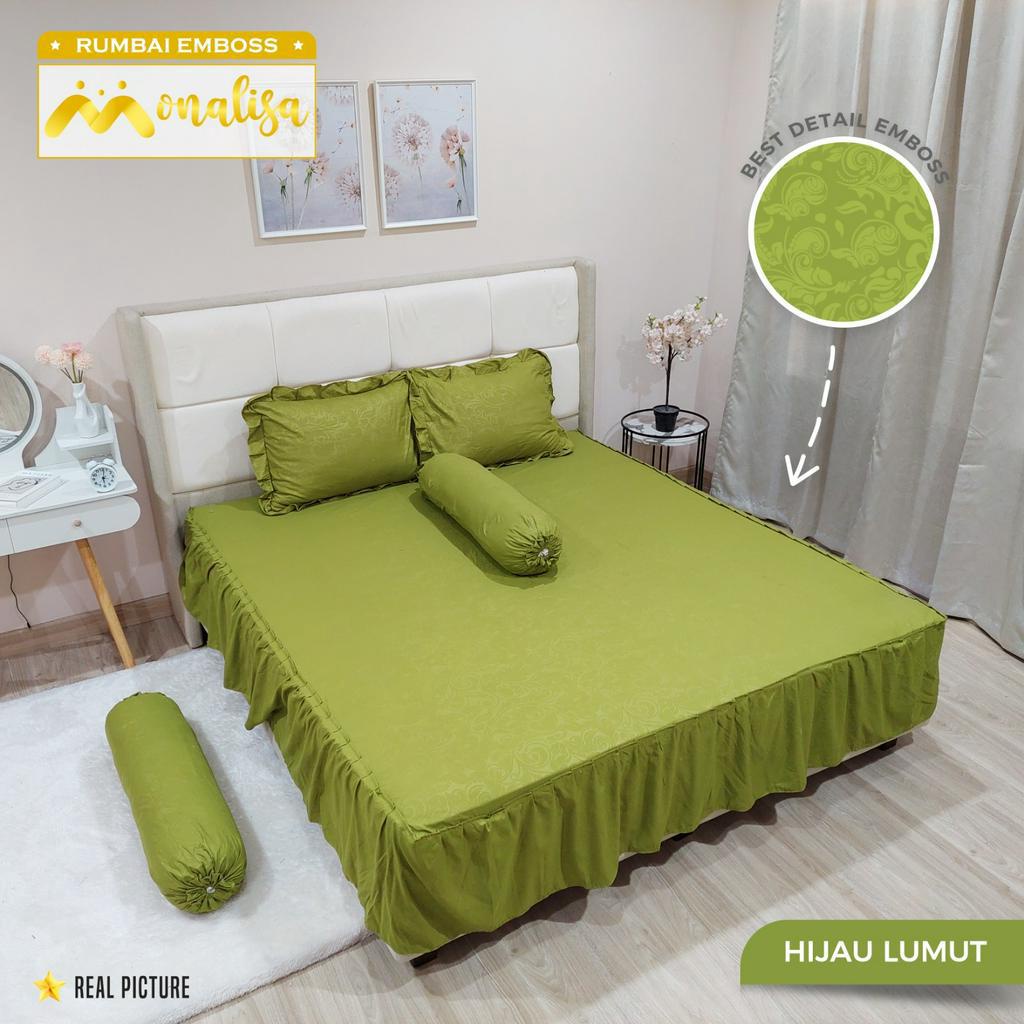 Sprei Rumbai Monalisa Ukuran 180x200 Tinggi 40cm Aneka Warna Seprai Emboss King Bed Harga Murah