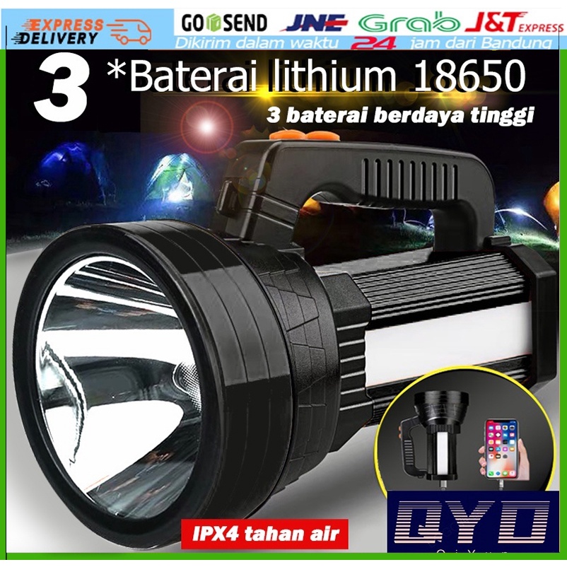 Senter LED Super Terang jumbo Multifungsi 45W IPX4 Tahan air Waterproof Power Bank lampu 6000 lumen 