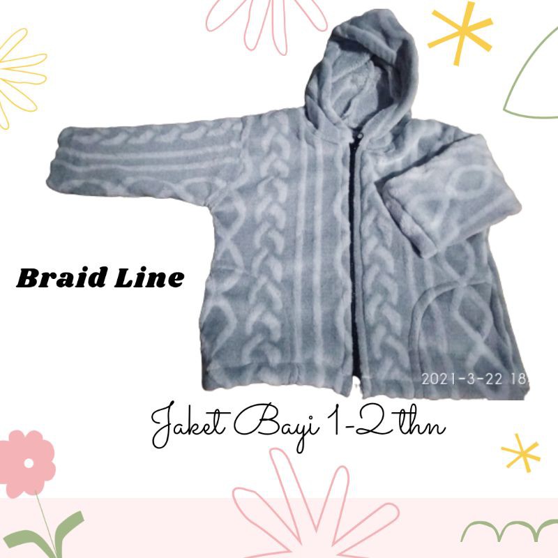 Jaket Bayi Usia 1-2 tahun / jaket bayi lembut-Braid Line
