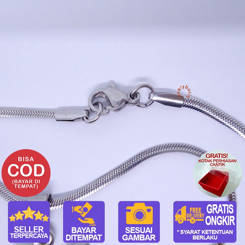 Lovelybutik Honey Kalung Huruf Titanium Anti Karat Inisial H Uk 45 cm BONUS KOTAK PERHIASAN