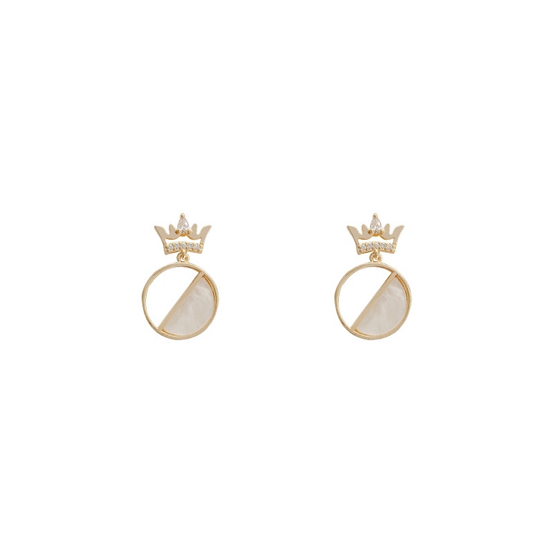 Shuling High Sense Super Cute Diamond Crown Earrings Geometric Earrings