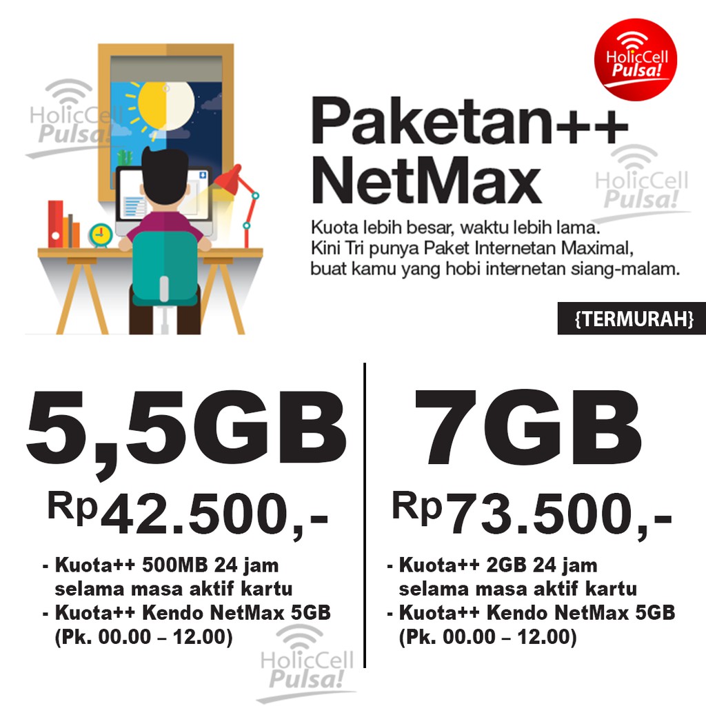 Termurah Kuota Netmax Tri 5 5gb 7gb Shopee Indonesia