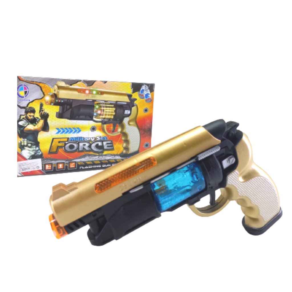 MAINAN TEMBAKAN PISTOL MILITARY FORCE FLASHING GUN SERIES ZS-140