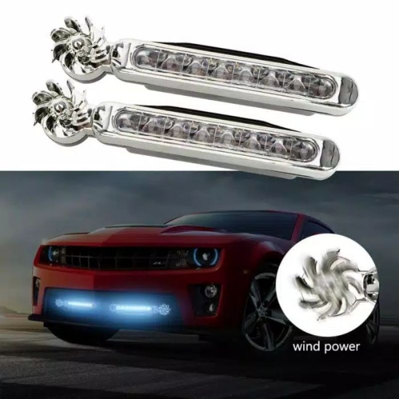 Lampu Kipas DRL 8 Mata Lampu LED Mobil Motor Tenaga Angin Wind Power