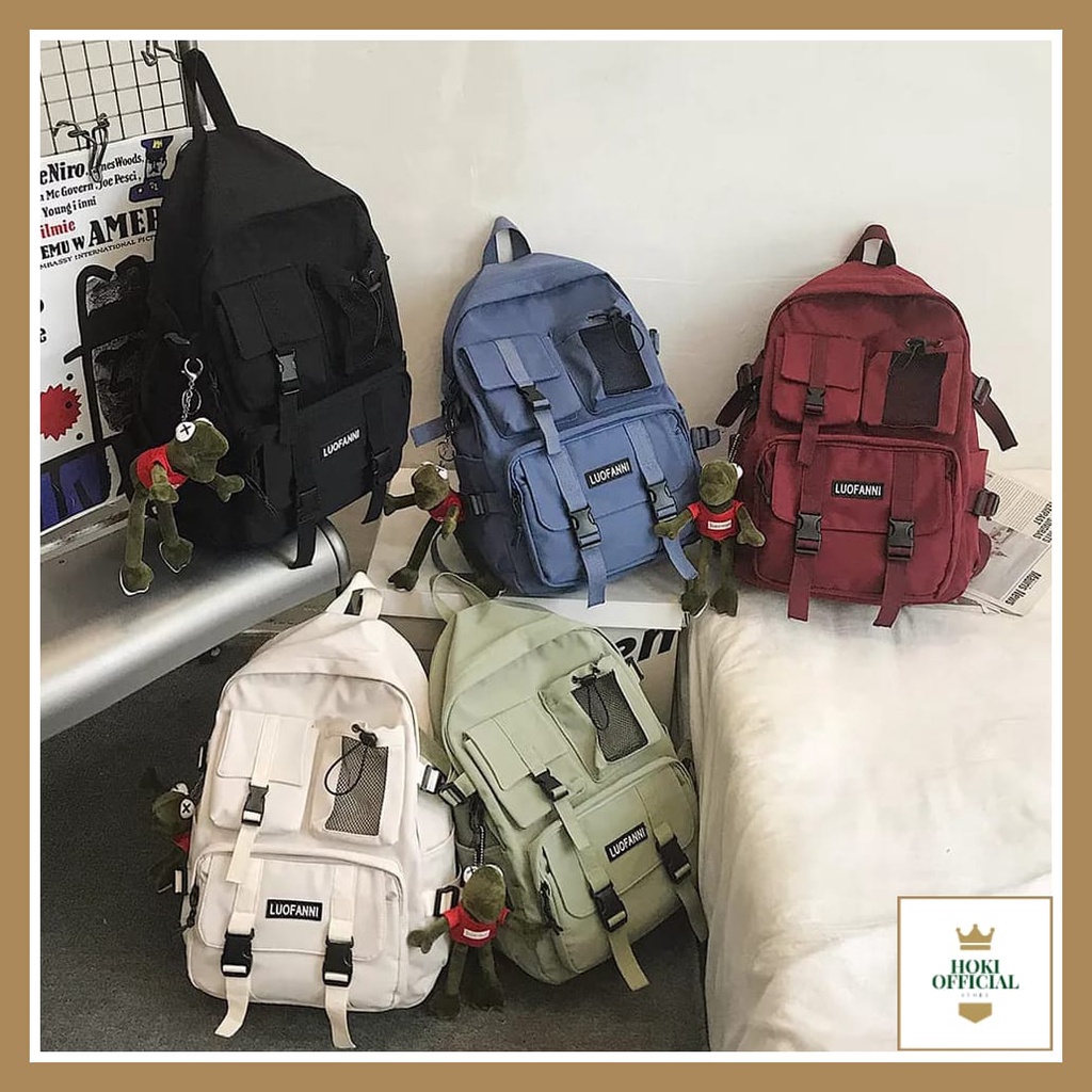 [COD] Tas Ransel Wanita Warna Hitam Tas Sekolah Pria Wanita Ada Slot Laptop Kapasitas Besar Backpack Korea Stylish HokiOfficial