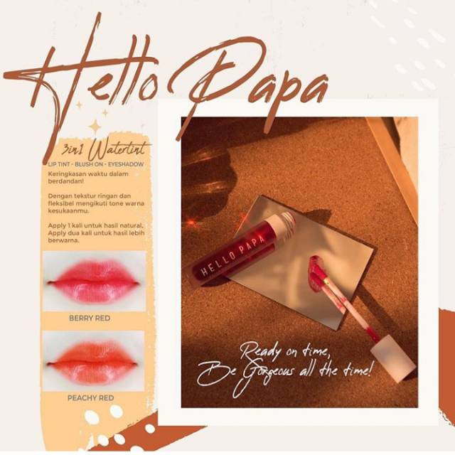 (READY) Hello papa Liptint 3in1 5ml skinsuperstar beautetox liptint