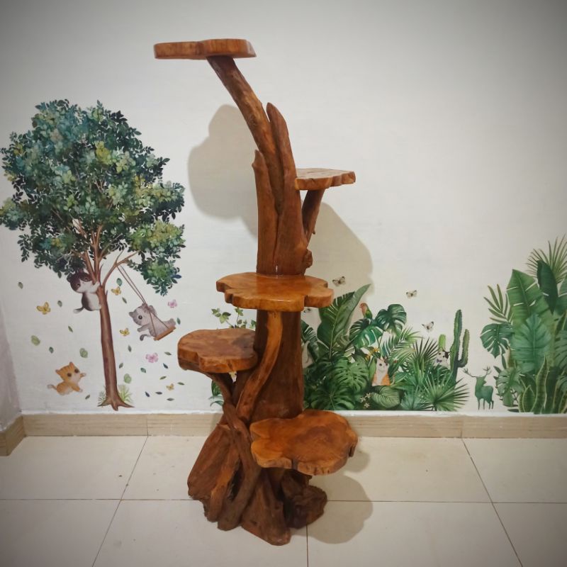 panjatan kucing kayu jati / rak bunga kayu jati