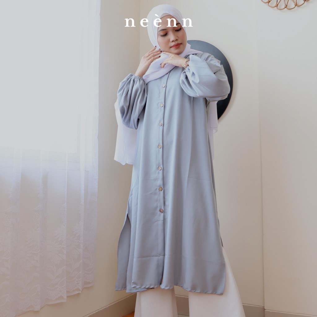 Baju Atasan Tunik  - Neera Dress Sleeve Silver Lengan Balon