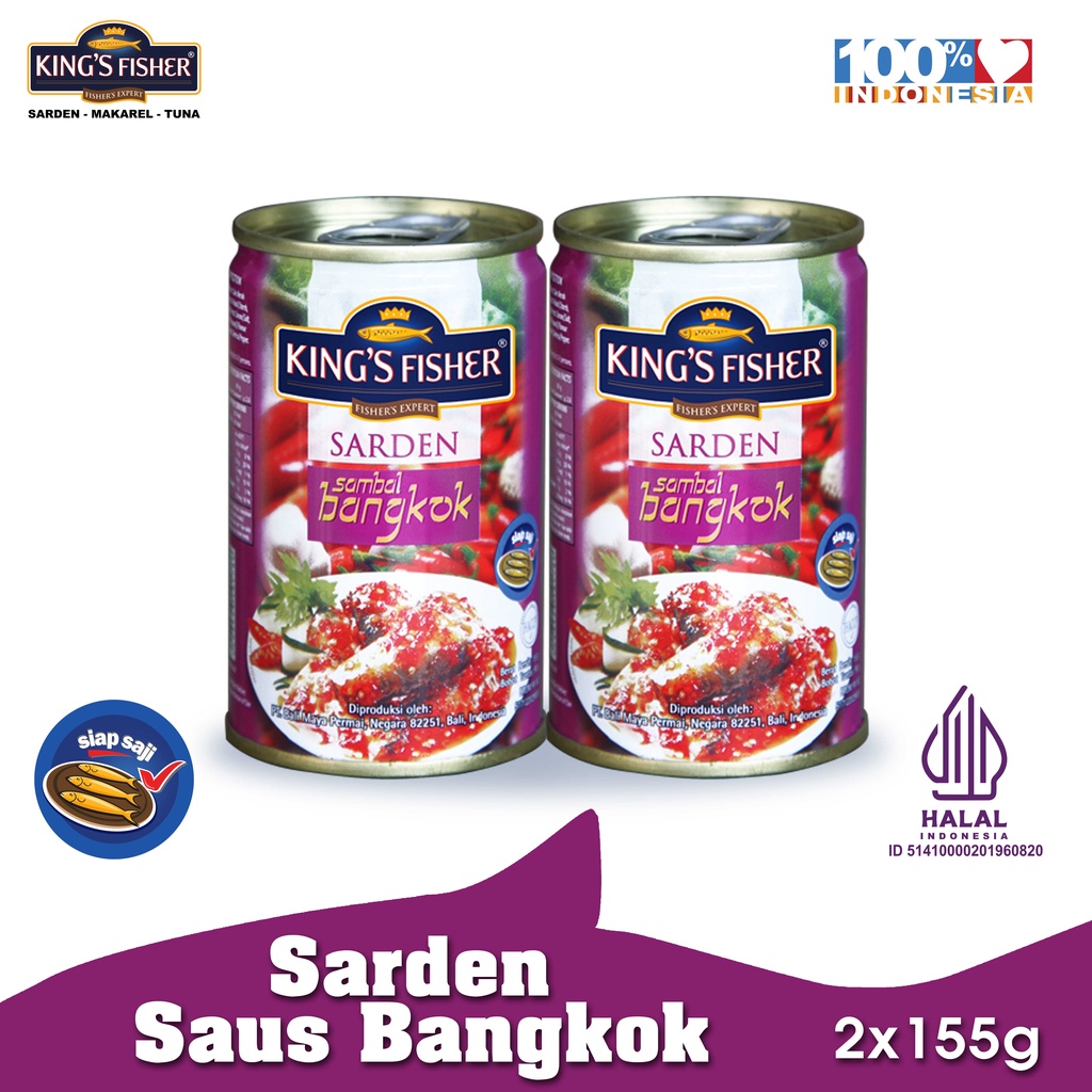 

Paket couple 2 pc King's Fisher Sarden mini rasa saus bangkok Makanan Kaleng 155g kings fisher