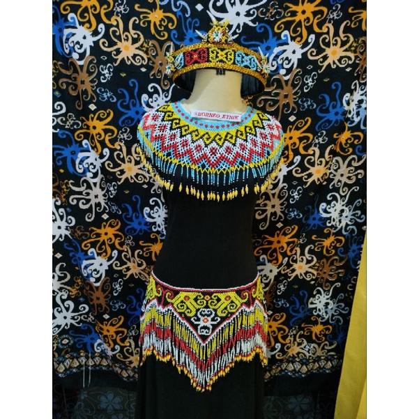 satu set mahkota kalung dada teratai ikat pinggang segitiga jumbo besar wanita gemuk dewasa aksesori