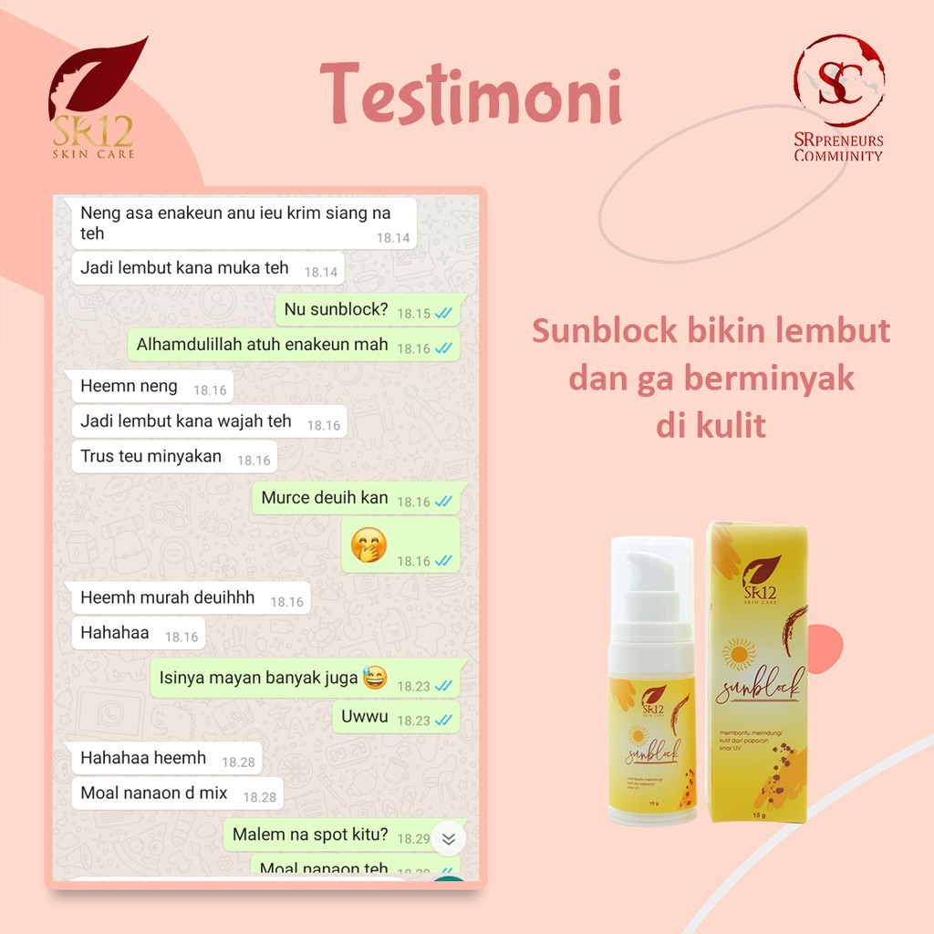 SR12 SUNBLOCK / SUNBLOCK SPF 30++ / SUN BLOCK WAJAH BPOM / SUNSCREEN SR12 / SUNCARE AMAN MENJAGA DARI SINAR UV / SUN CARE SR12 HERBAL SKINCARE MELEMBAPKAN KULIT WAJAH / SUNBLOCK WAJAH / SUNBLOK BPOM