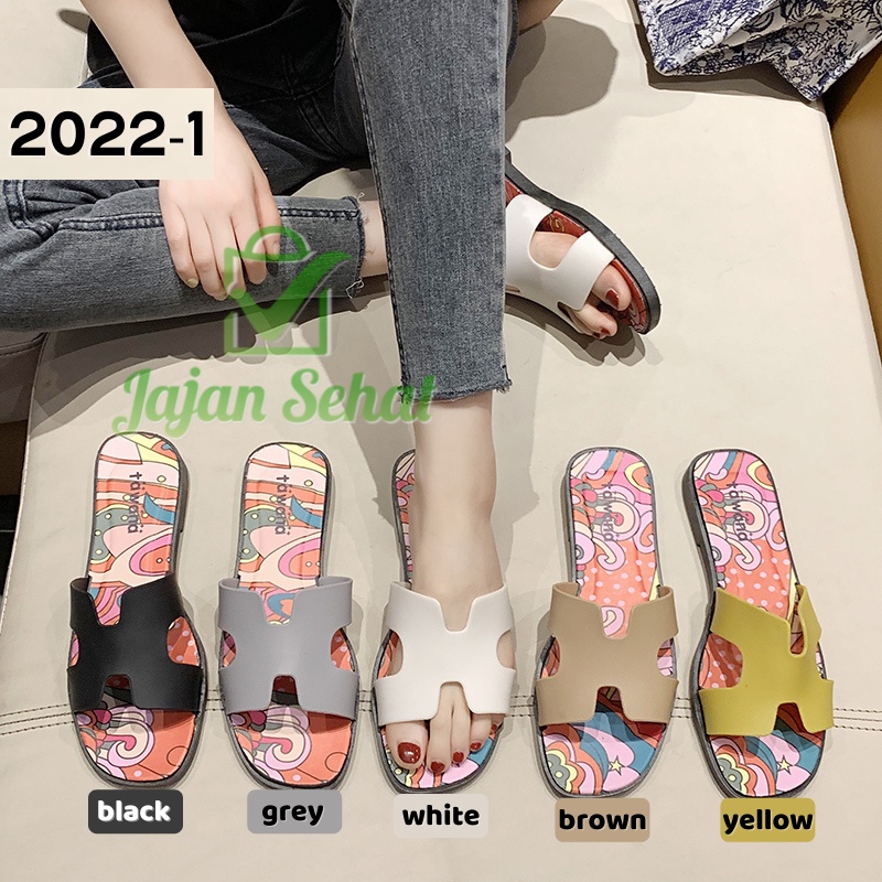 Sandal Tawana Women Slip On Sendal Slop Abstract Wanita 2022-1