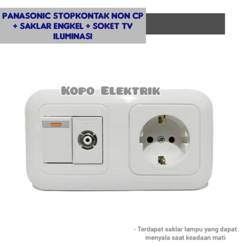 Panasonic Stopkontak Non CP + Saklar Engkel + Soket TV Iluminasi Tanam Wide