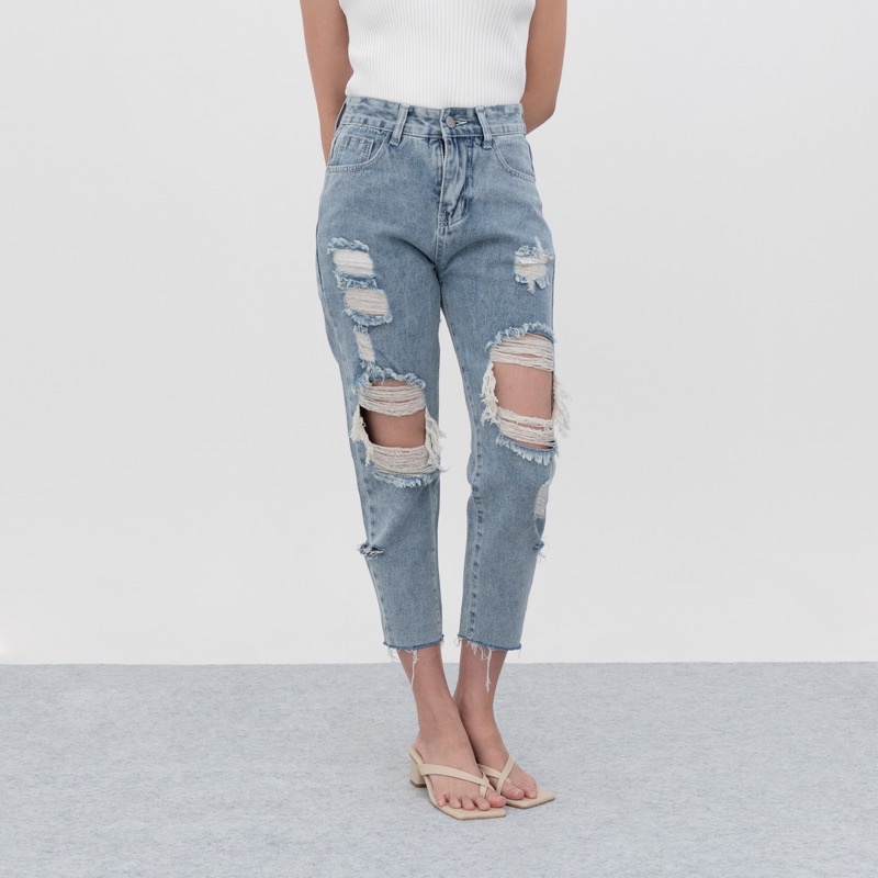 VIERLIN - Jeans 81376 - HW RIPPED JEANS ROBEK VIERLINSTORE