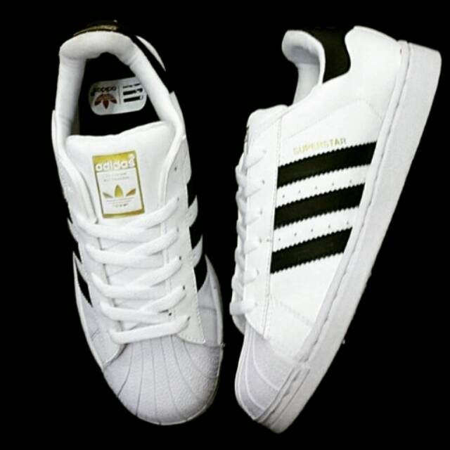 Sepatu Adidas Superstar White Black/ Hitam putih Cewek Cowok Keren Bisa Couple Olahraga Santai