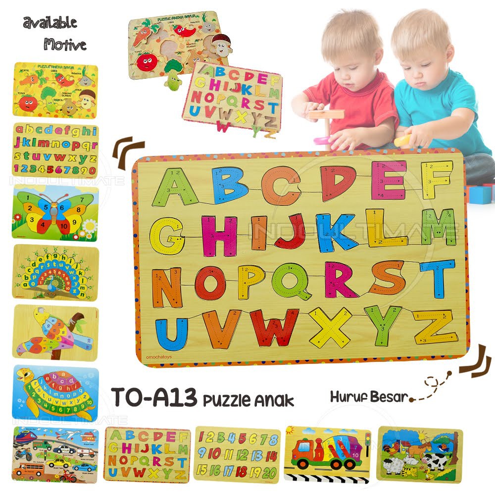 Mainan edukasi Puzzle Besar kayu anak SNI Alphabet huruf TO-A13 Mainan anak bayi laki laki perempuan